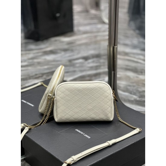 Replica YSL Saint Laurent Gaby Zipped Pouch Chain Bag 18cm White