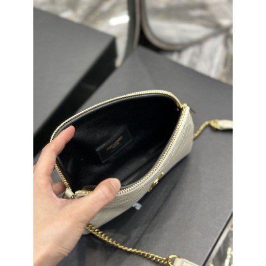 Replica YSL Saint Laurent Gaby Zipped Pouch Chain Bag 18cm White