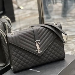Fake YSL Saint Laurent Large Envelope Bag Mix Matelasse Black 31cm Replica