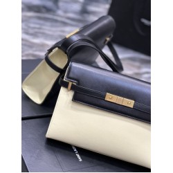 Fake YSL Saint Laurent Manhattan Shoulder Bag Black / Yellow Replica