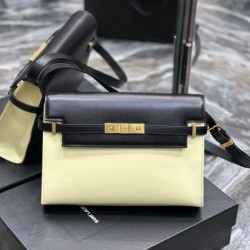 Fake YSL Saint Laurent Manhattan Shoulder Bag Black / Yellow Replica