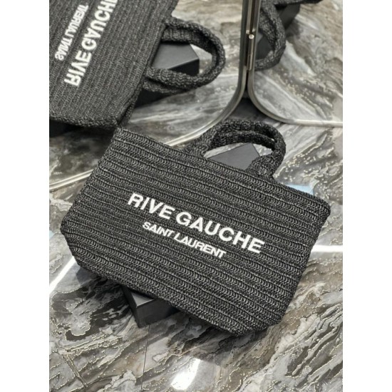 Replica YSL Saint Laurent Rive Gauche Embroidered Tote Bag Black