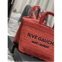 Replica YSL Saint Laurent Rive Gauche Embroidered Tote Bag Red