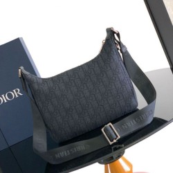 Replica Dior Small Rider Soft Hobo Men Bag Dior Oblique Jacquard Black Fake