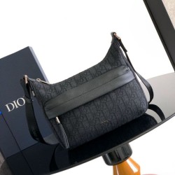 Replica Dior Small Rider Soft Hobo Men Bag Dior Oblique Jacquard Black Fake