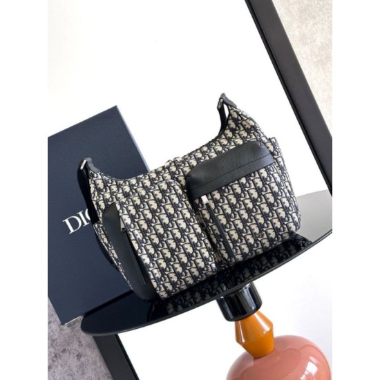 Replica Dior Medium Rider Soft Hobo Bag Dior Oblique Jacquard Black/Beige Fake Replica Dior Medium Rider Soft Hobo Bag Dior Oblique Jacquard Black/Beige Fake