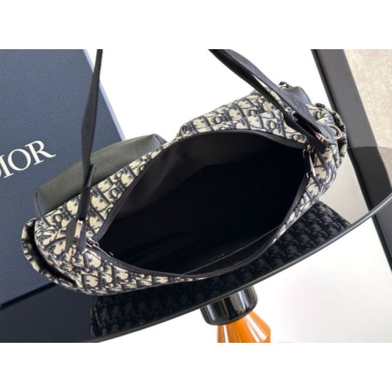 Replica Dior Medium Rider Soft Hobo Bag Dior Oblique Jacquard Black/Beige Fake Replica Dior Medium Rider Soft Hobo Bag Dior Oblique Jacquard Black/Beige Fake
