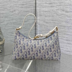 Replica Dior Miss Caro Cigale Mini Bag Oblique Chambray with Raffia Effect Blue Fake