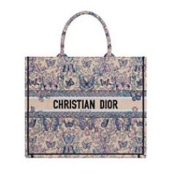Replica Dior Large Dior Book Tote M1286 Apricot embroidered with Pietro Ruffo's blue Toile de Jouy Papillon motif Fake