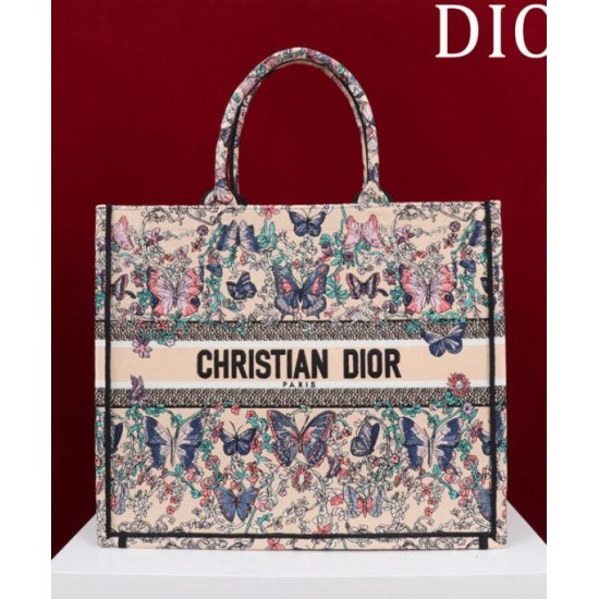 Replica Dior Large Dior Book Tote M1286 Apricot embroidered with Pietro Ruffo's blue Toile de Jouy Papillon motif Fake Replica Dior Large Dior Book Tote M1286 Apricot embroidered with Pietro Ruffo's blue Toile de Jouy Papillon motif Fake