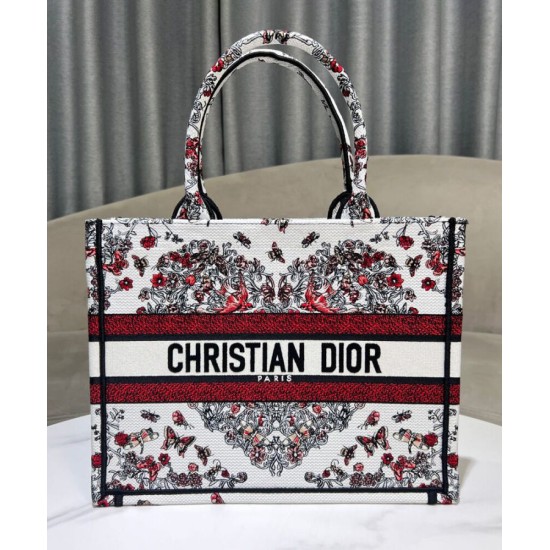 Replica Dior Medium Dior Book Tote Bag embroidered with Pietro Ruffo's multicolor M1286 Red Fake Replica Dior Medium Dior Book Tote Bag embroidered with Pietro Ruffo's multicolor M1286 Red Fake