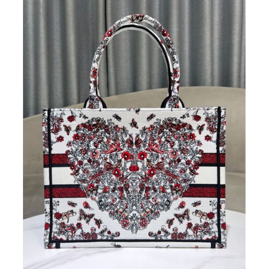 Replica Dior Medium Dior Book Tote Bag embroidered with Pietro Ruffo's multicolor M1286 Red Fake Replica Dior Medium Dior Book Tote Bag embroidered with Pietro Ruffo's multicolor M1286 Red Fake