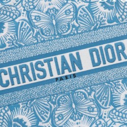 Replica Dior Medium Dior Book Tote M1286 embroidered with the celestial D-Butterfly Paisley motif blue/white  Fake