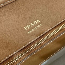 Replica Prada Medium Linen Blend Tote Bag 1BG572 Coffee Fake