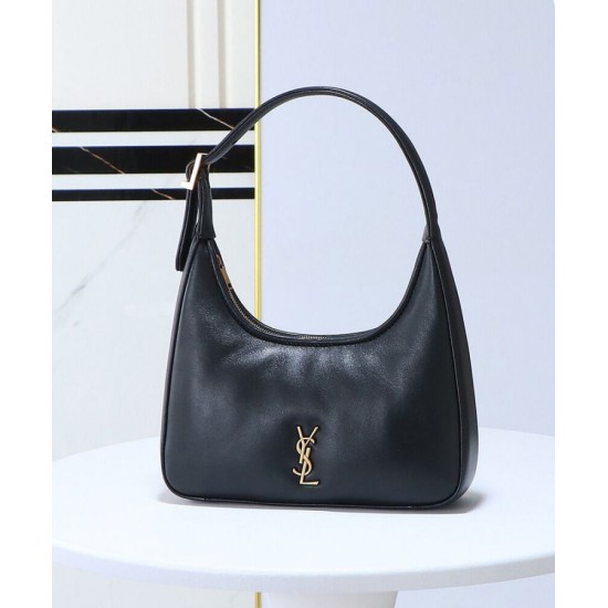 Replica YSL Saint Laurent Calypso Mini Hobo Bag Plunged Black Fake