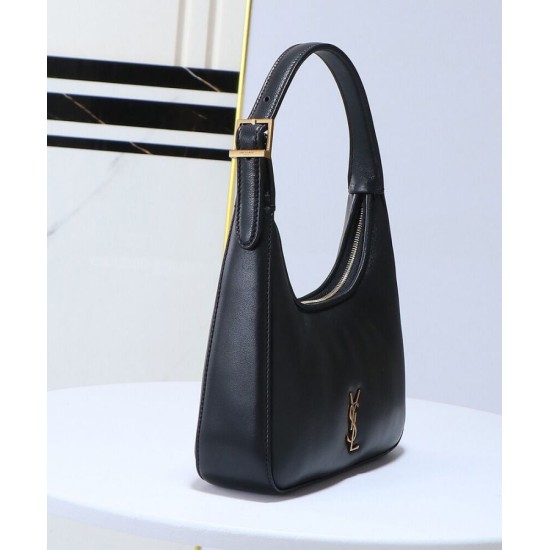Replica YSL Saint Laurent Calypso Mini Hobo Bag Plunged Black Fake