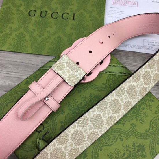 Fake Gucci GG Marmont wide belt 400593 40mm Pink Replica