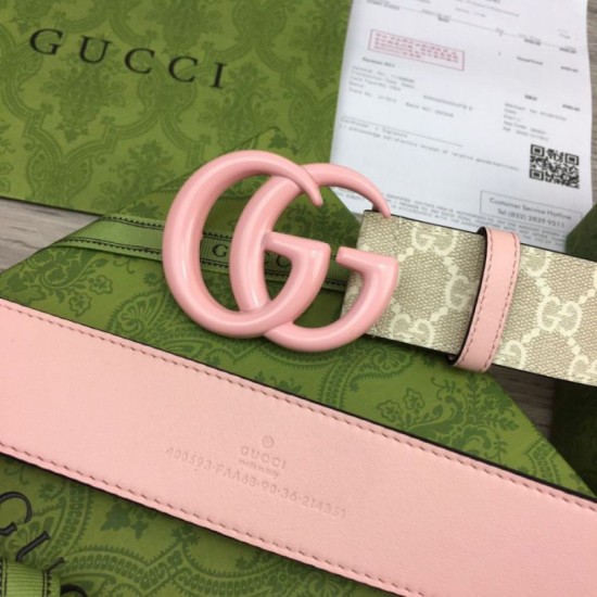 Fake Gucci GG Marmont wide belt 400593 40mm Pink Replica
