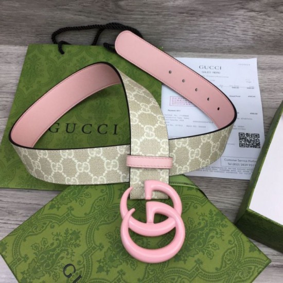 Fake Gucci GG Marmont wide belt 400593 40mm Pink Replica