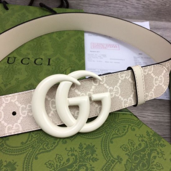 Replica Gucci GG Marmont wide belt 400593 40mm White