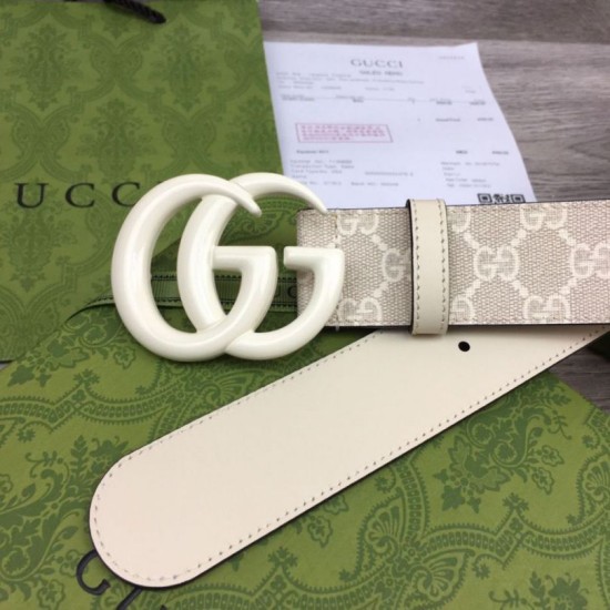 Replica Gucci GG Marmont wide belt 400593 40mm White