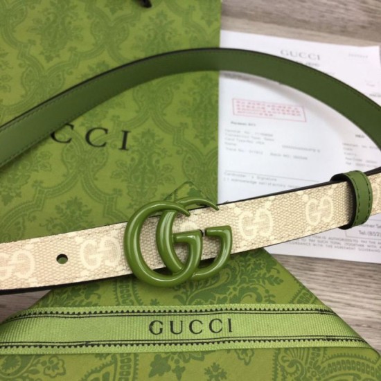 Fake Gucci GG Marmont thin belt 409417 20mm Green Replica
