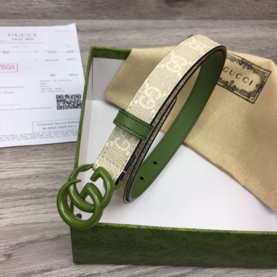 Fake Gucci GG Marmont thin belt 409417 20mm Green Replica