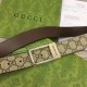 Replica Gucci GG belt with rectangular buckle 722370 35mm Brown Silver