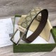 Replica Gucci GG belt with rectangular buckle 722370 35mm Brown Silver