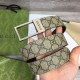 Replica Gucci GG belt with rectangular buckle 722370 35mm Brown Silver