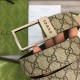 Replica Gucci GG belt with rectangular buckle 722370 35mm Brown Silver