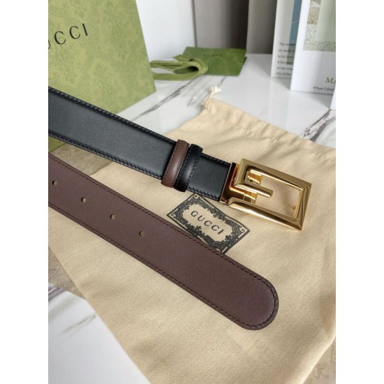 Replica Gucci reversible belt with Square G buckle 626974 Gold Hardware