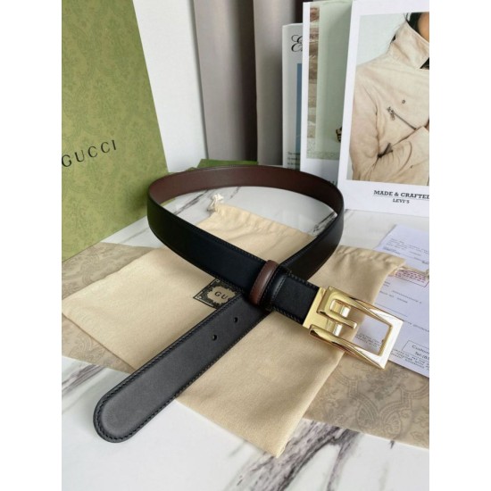 Replica Gucci reversible belt with Square G buckle 626974 Gold Hardware