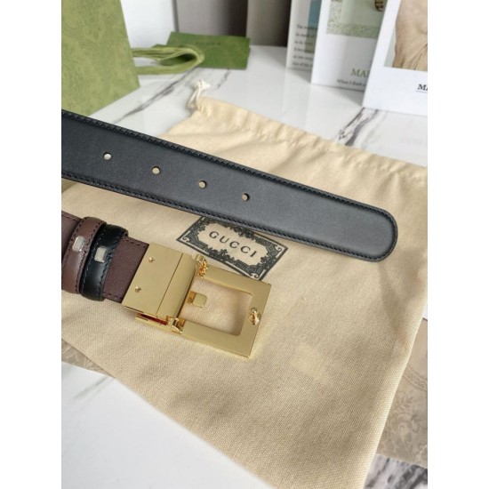 Replica Gucci reversible belt with Square G buckle 626974 Gold Hardware