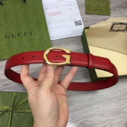 Replica Gucci Thin Belt with G buckle 655566 Red