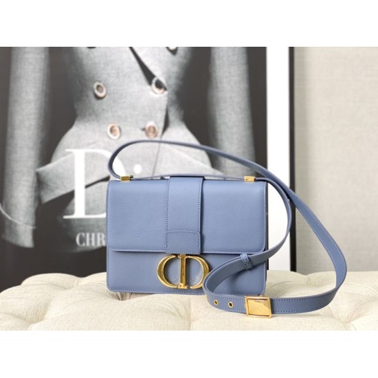 Replica Christian Dior 30 Montaigne Bag Latte Box Calfskin Blue