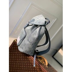 Fake Louis Vuitton M22534 LV Montsouris Backpack Washed Denim Blue Replica