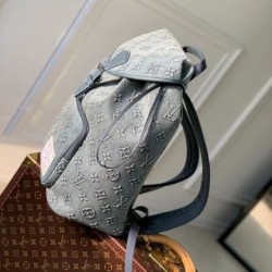 Fake Louis Vuitton M22534 LV Montsouris Backpack Washed Denim Blue Replica