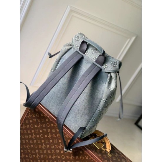 Replica Louis Vuitton M22534 LV Montsouris Backpack Washed Denim Blue Fake Louis Vuitton M22534 LV Montsouris Backpack Washed Denim Blue Replica