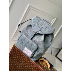 Fake Louis Vuitton M22534 LV Montsouris Backpack Washed Denim Blue Replica
