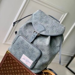Fake Louis Vuitton M22534 LV Montsouris Backpack Washed Denim Blue Replica
