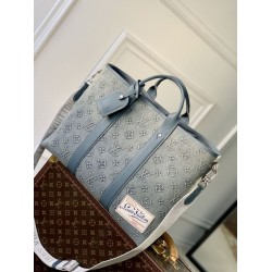 Fake Louis Vuitton M22537 LV Weekend NM Tote Bag Washed Denim Blue Replica