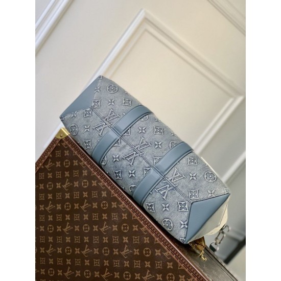 Fake Louis Vuitton M22537 LV Weekend NM Tote Bag Washed Denim Blue Replica Fake Louis Vuitton M22537 LV Weekend NM Tote Bag Washed Denim Blue Replica