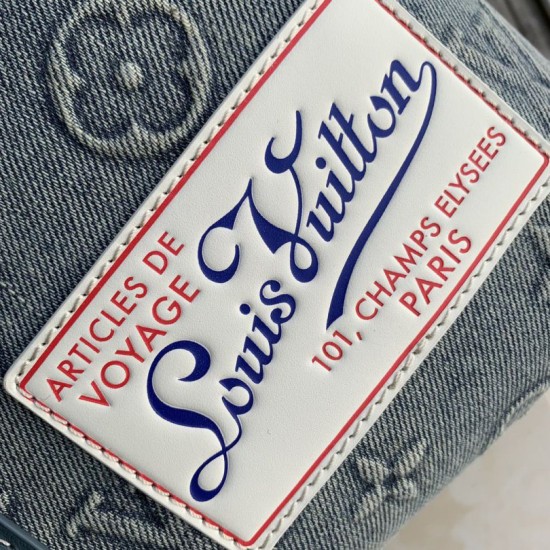 Fake Louis Vuitton M22537 LV Weekend NM Tote Bag Washed Denim Blue Replica Fake Louis Vuitton M22537 LV Weekend NM Tote Bag Washed Denim Blue Replica