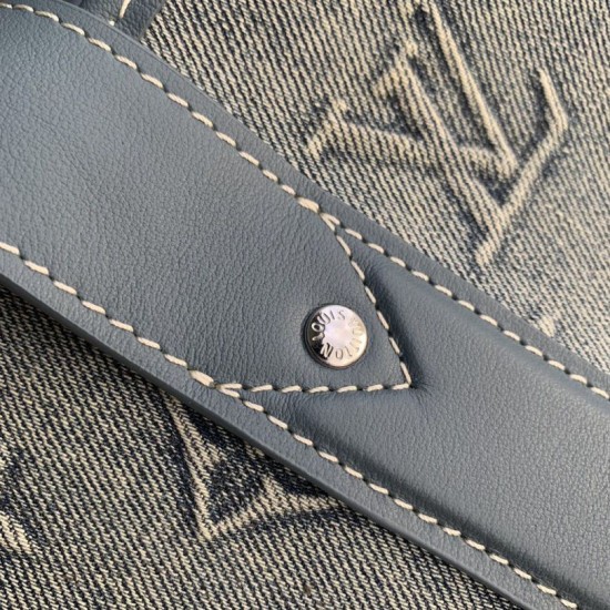 Fake Louis Vuitton M22537 LV Weekend NM Tote Bag Washed Denim Blue Replica Fake Louis Vuitton M22537 LV Weekend NM Tote Bag Washed Denim Blue Replica