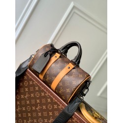Replica Louis Vuitton Keepall Bandoulière 25 Bag M46687 Monogram Macassar