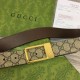 Fake Gucci GG belt with rectangular buckle 722370 35mm Brown Gold Replica