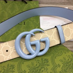 Fake Gucci GG Marmont wide belt 400593 40mm Light Blue Replica