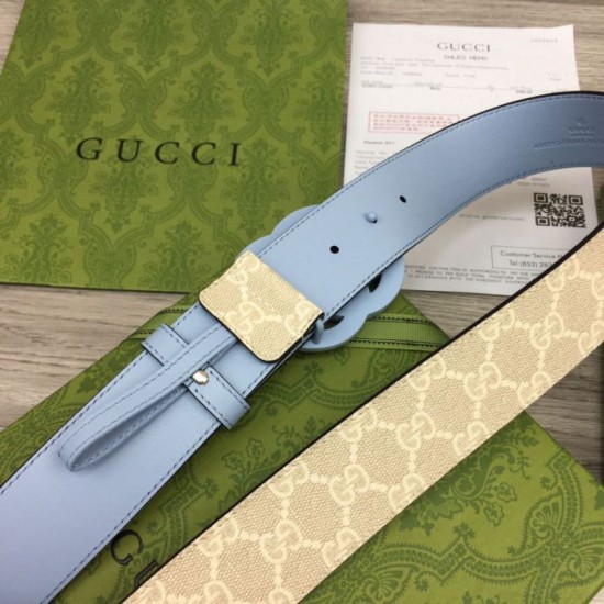 Fake Gucci GG Marmont wide belt 400593 40mm Light Blue Replica