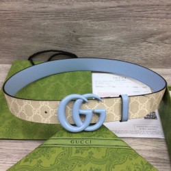 Fake Gucci GG Marmont wide belt 400593 40mm Light Blue Replica